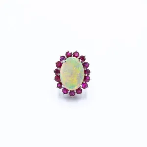 5 ct Opal Cabochon and Ruby Ring