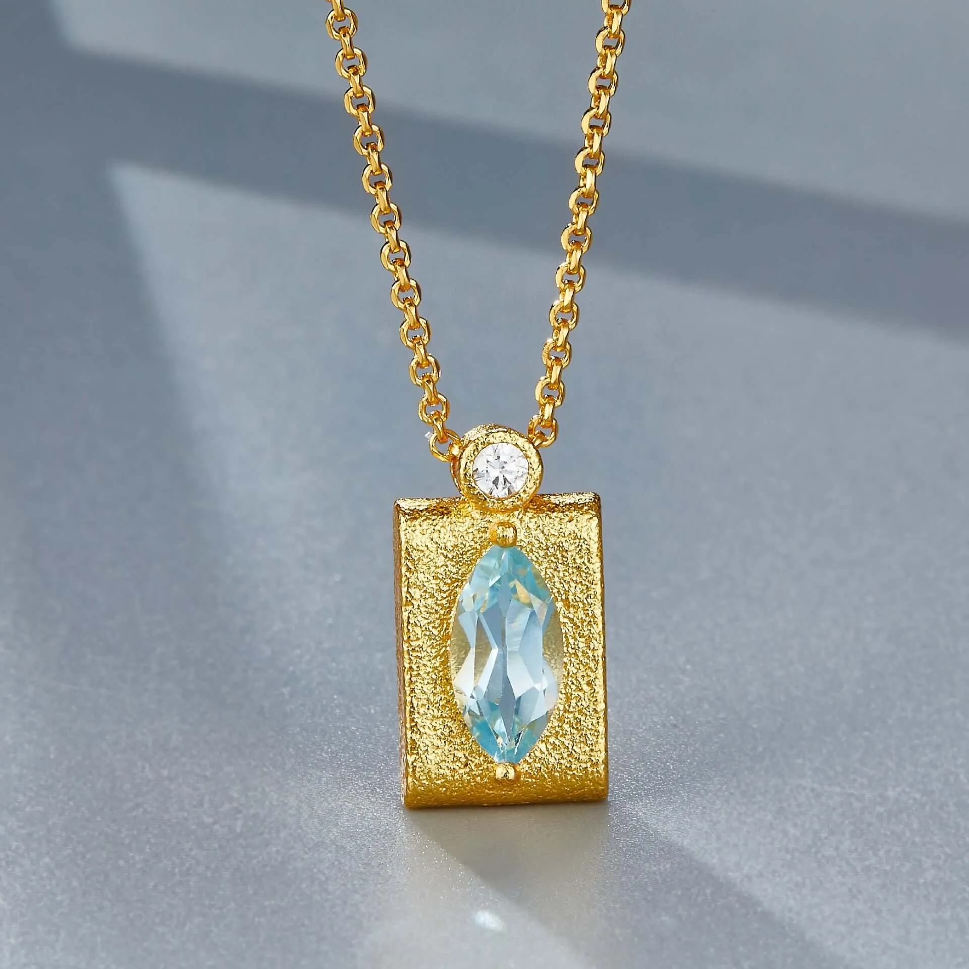 925 Silver Topaz Square Necklace
