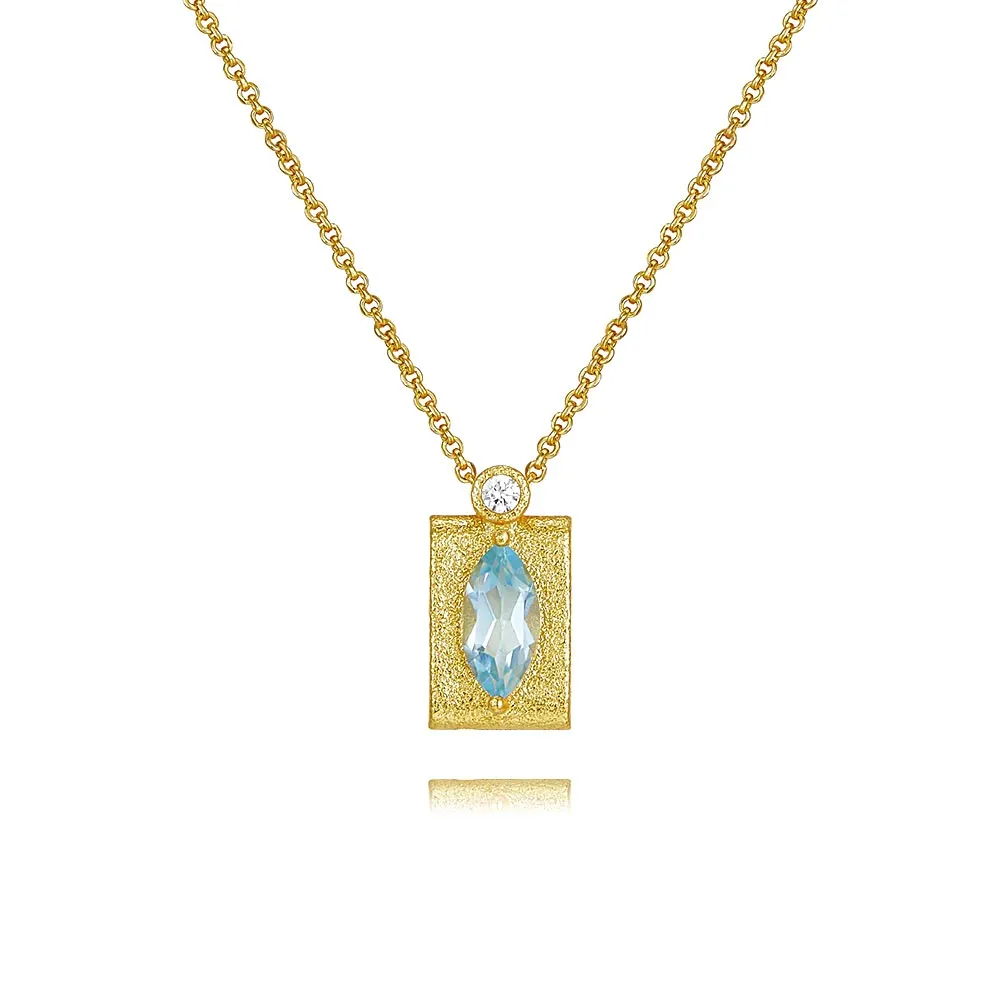925 Silver Topaz Square Necklace