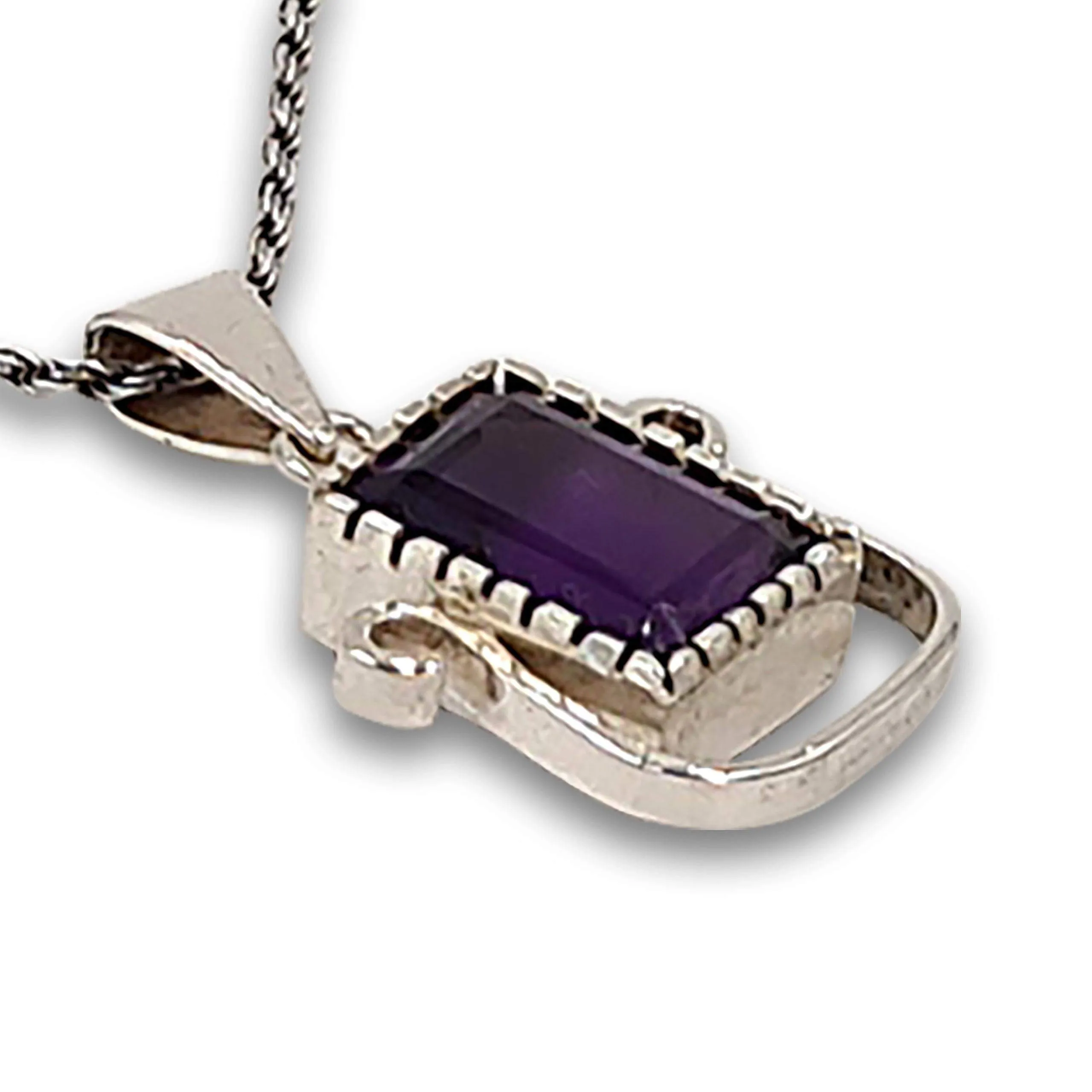 925 sterling silver Artisan pendant - Amethyst
