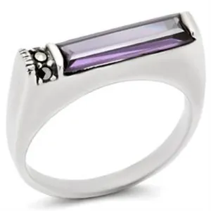 925 Sterling Silver Ring AAA GRD CZ Amethyst LOAS726 for Women Style Antique