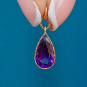 9ct Gold Amethyst Pear Drop Pendant