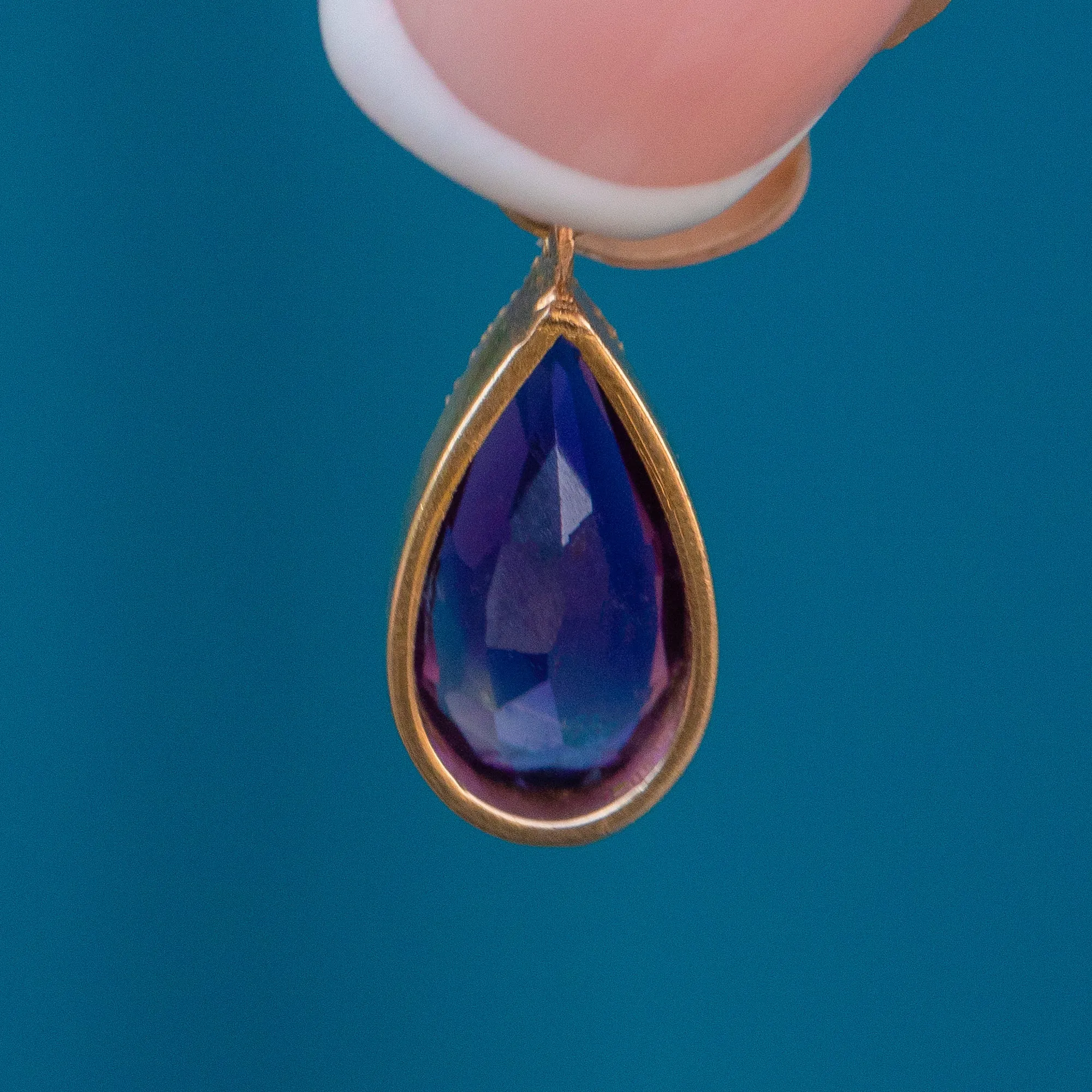 9ct Gold Amethyst Pear Drop Pendant