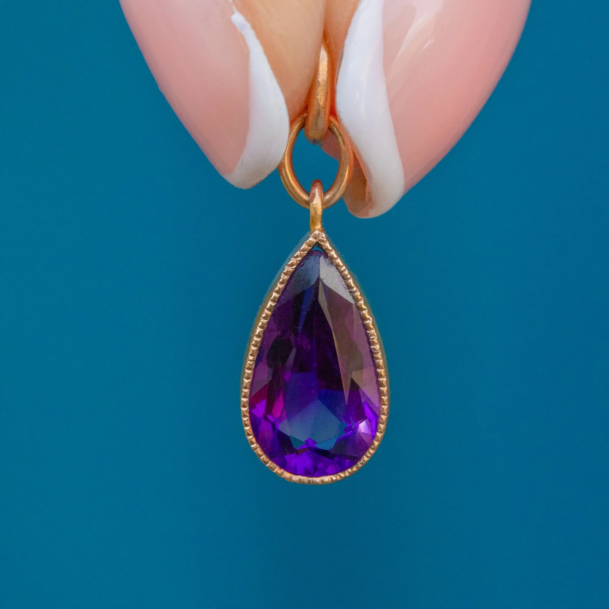 9ct Gold Amethyst Pear Drop Pendant