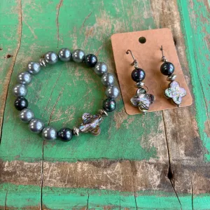 Abalone Cross Bracelet or Earrings