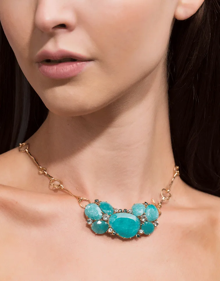 Amazonite Necklace With Aquamarines