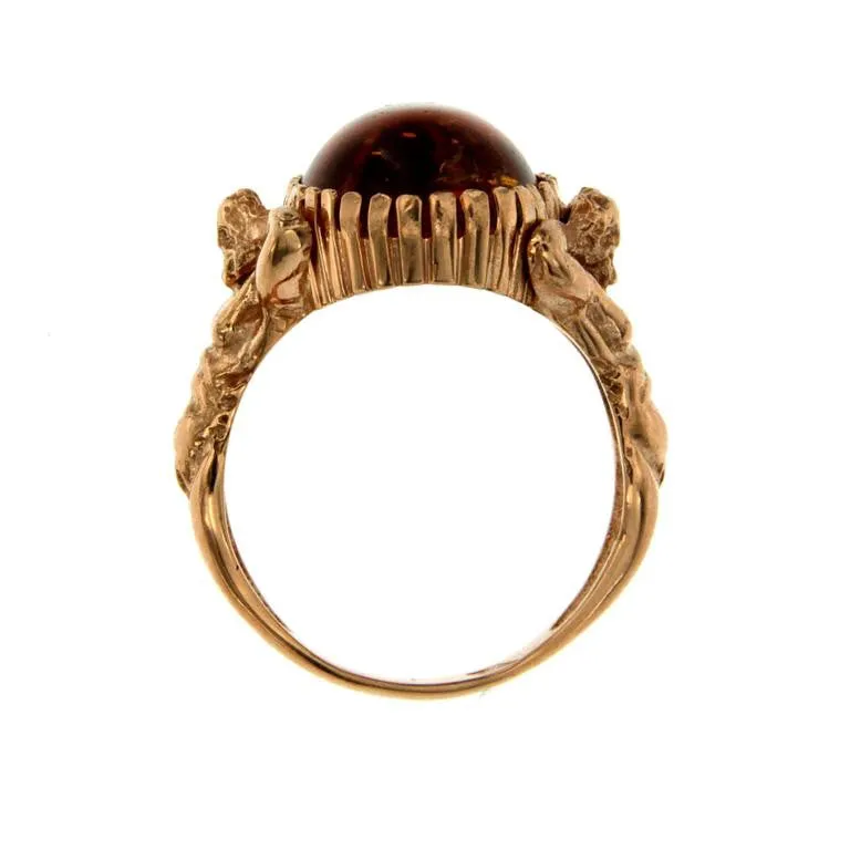 Amber Gold Sculptural Man Body Dome Gold Ring