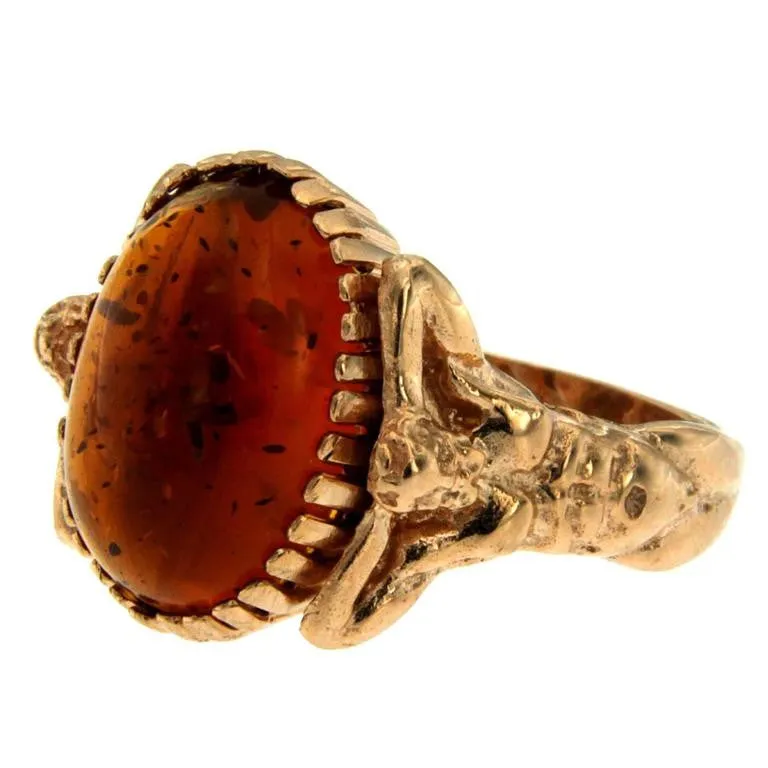 Amber Gold Sculptural Man Body Dome Gold Ring