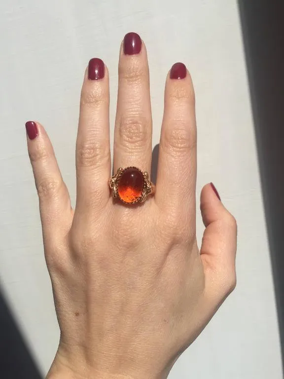 Amber Gold Sculptural Man Body Dome Gold Ring