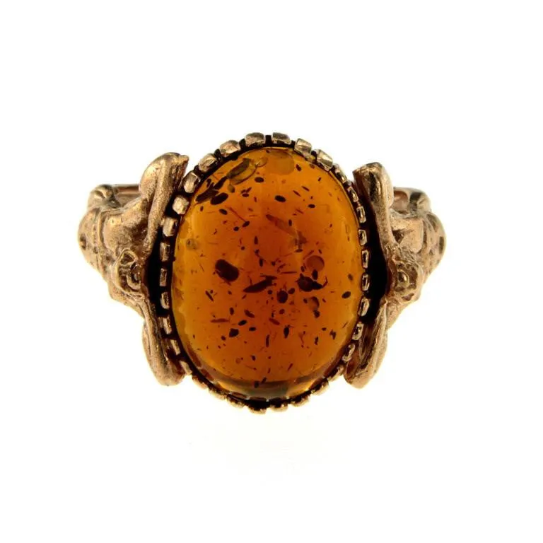 Amber Gold Sculptural Man Body Dome Gold Ring