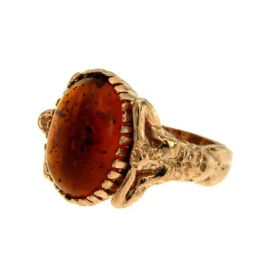 Amber Gold Sculptural Man Body Dome Gold Ring