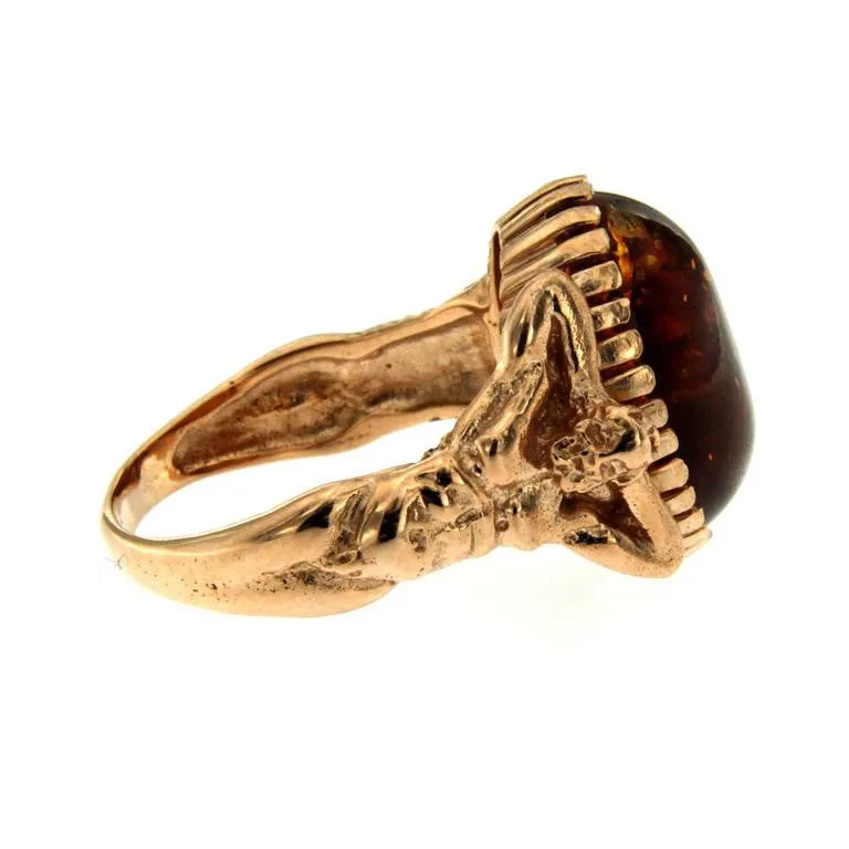 Amber Gold Sculptural Man Body Dome Gold Ring