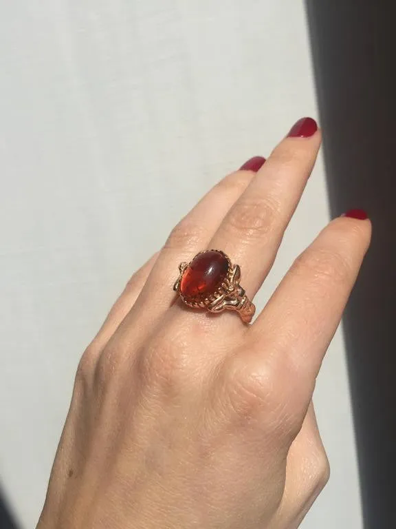 Amber Gold Sculptural Man Body Dome Gold Ring