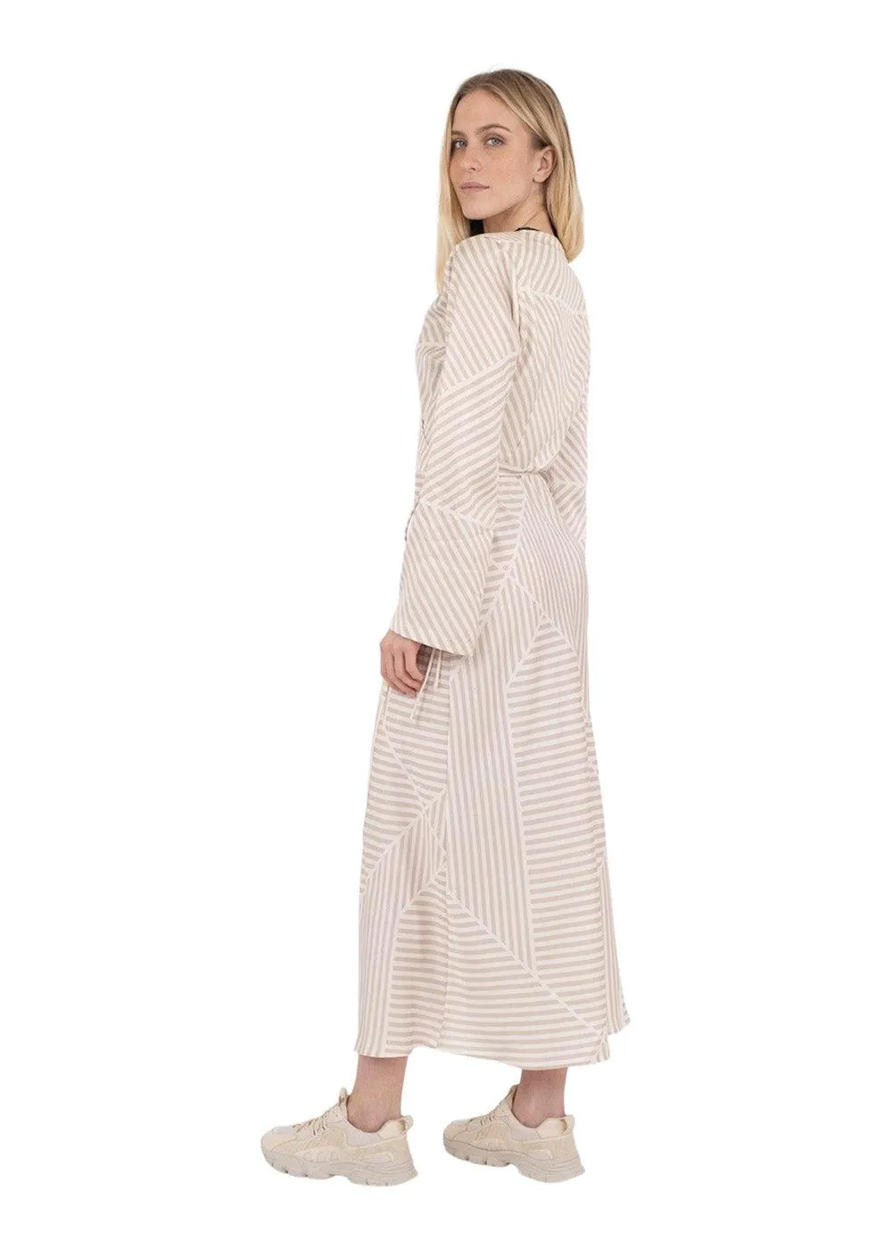 Amber Mix Lines Dress - Sand
