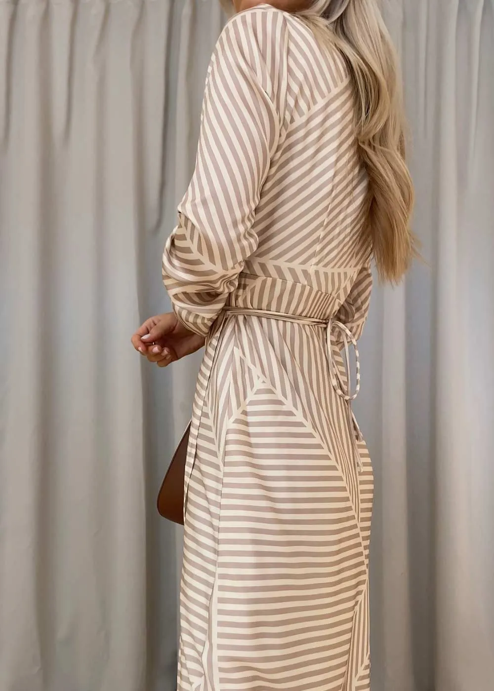 Amber Mix Lines Dress - Sand