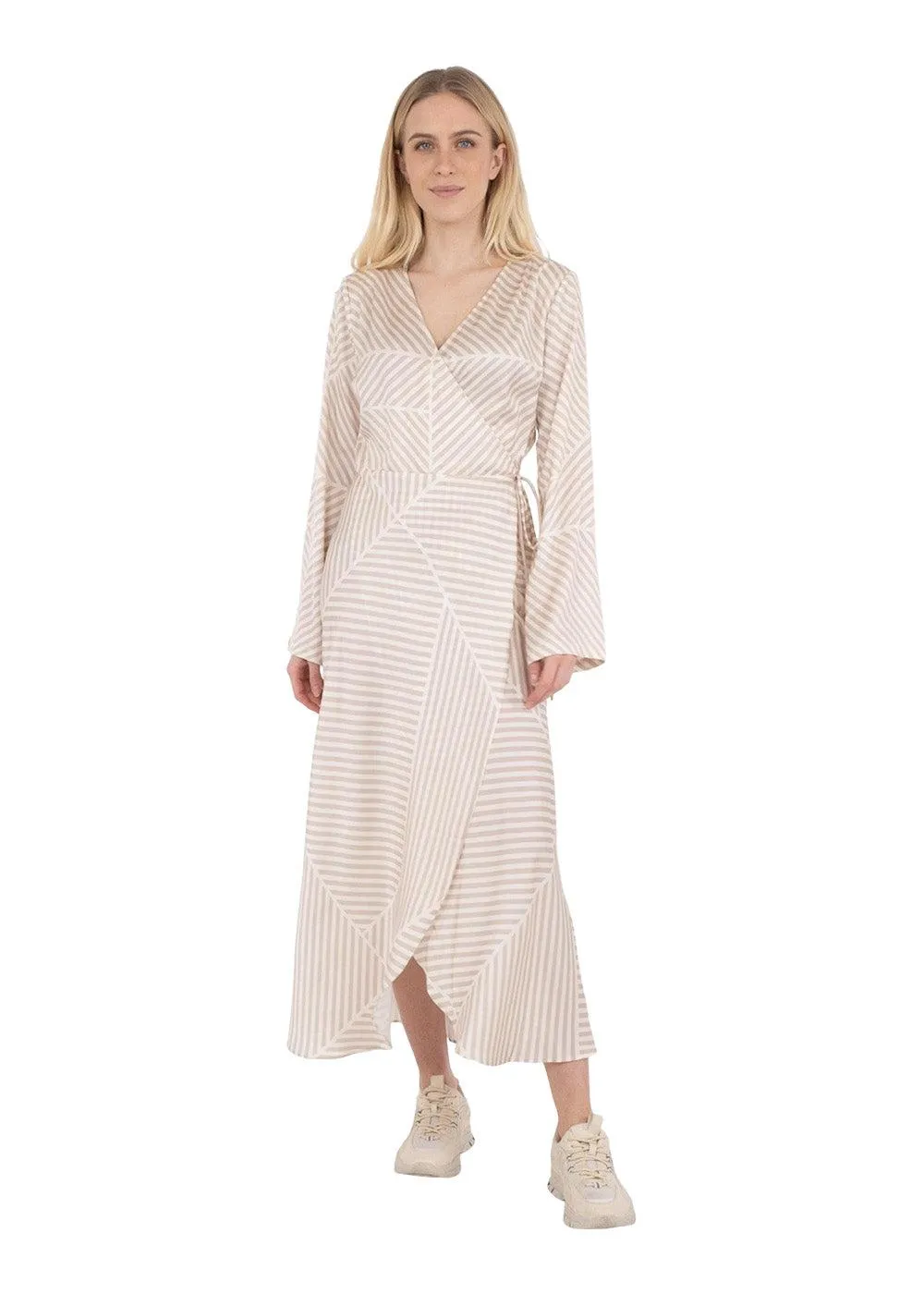 Amber Mix Lines Dress - Sand