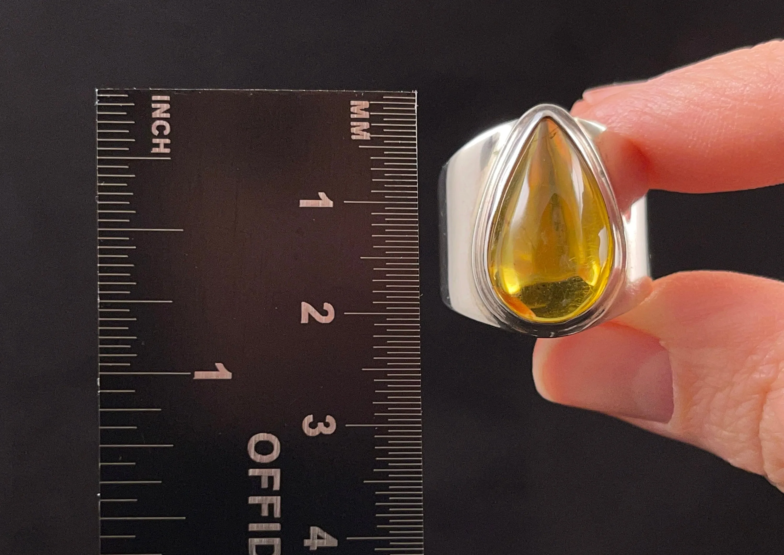 AMBER Ring - Sterling Silver, Flawless AAA, Size 9 - Amber Stone, Crystal Ring, Handmade Jewelry, Healing Crystals and Stones, 52648