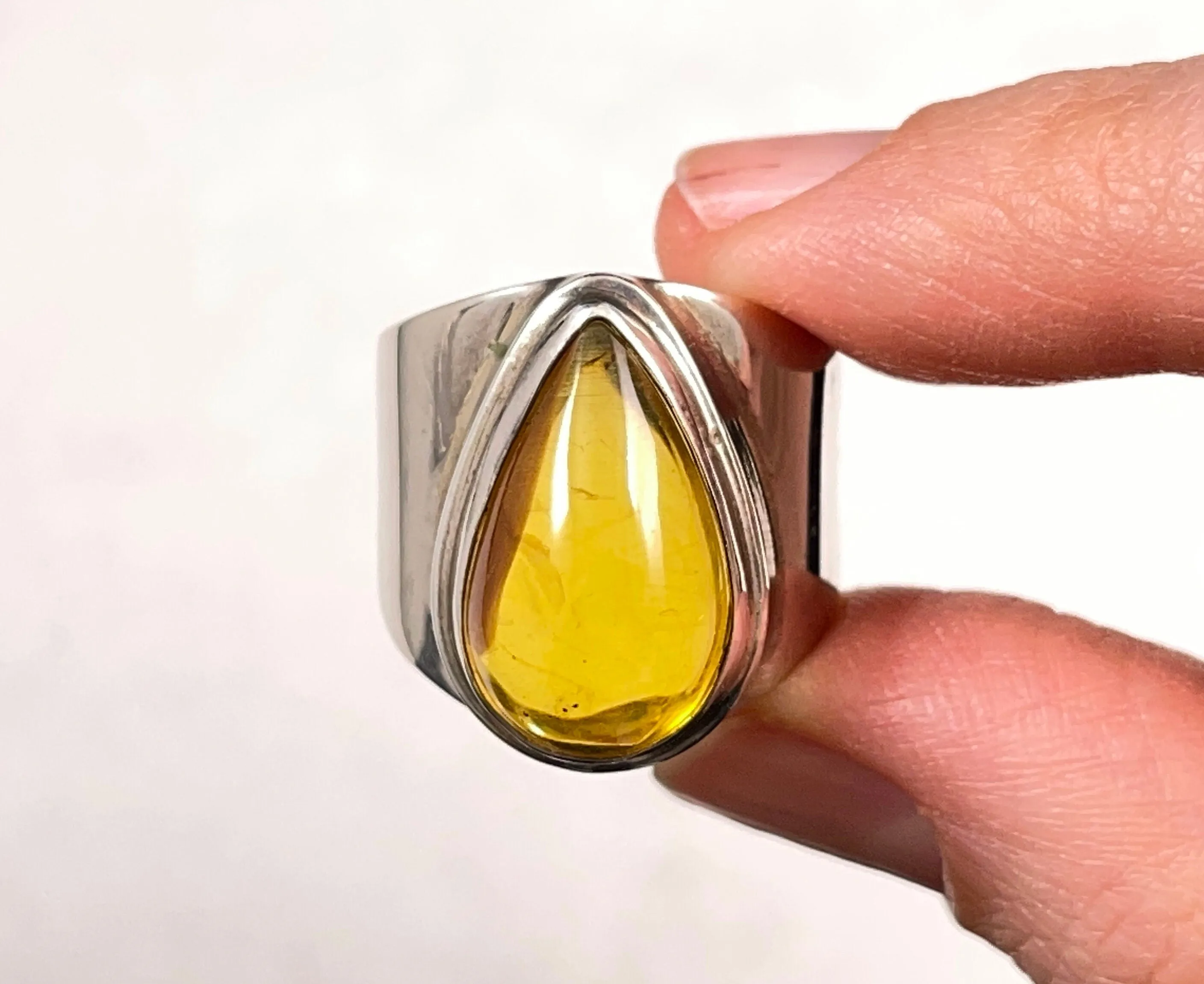 AMBER Ring - Sterling Silver, Flawless AAA, Size 9 - Amber Stone, Crystal Ring, Handmade Jewelry, Healing Crystals and Stones, 52648