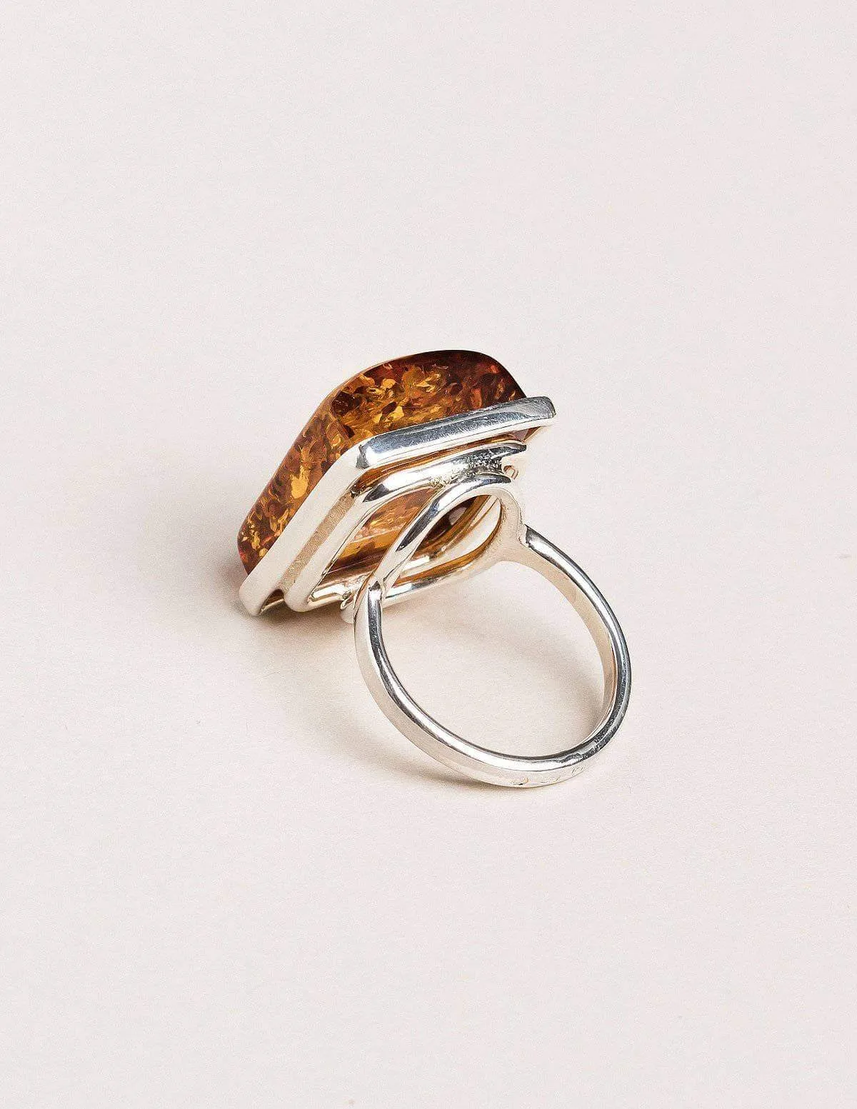 Amber Square Cut Ring - Size 8