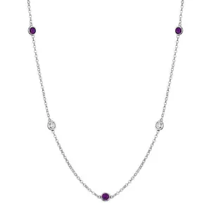 Amethyst and Diamond Station Necklace