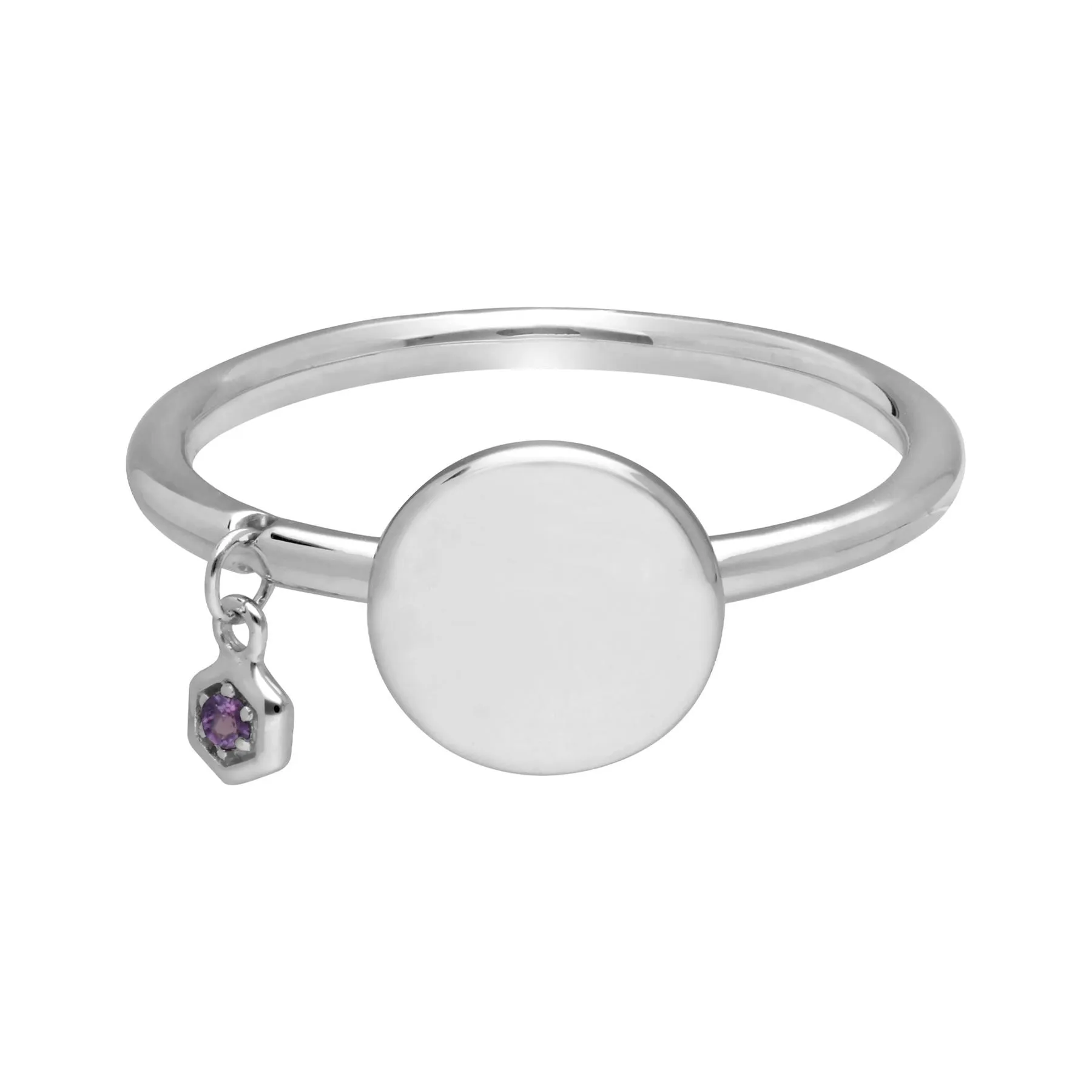 Amethyst Gravur Ring in Sterling Silber