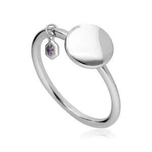 Amethyst Gravur Ring in Sterling Silber