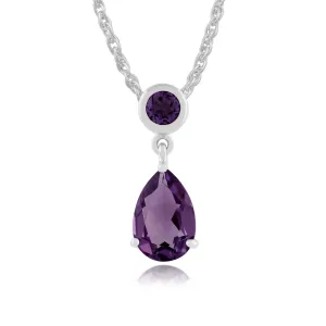 Amethyst Halskette, 9 Karat Weiss Gold 1.25ct ct Amethyst Anhänger an 45cm Kette