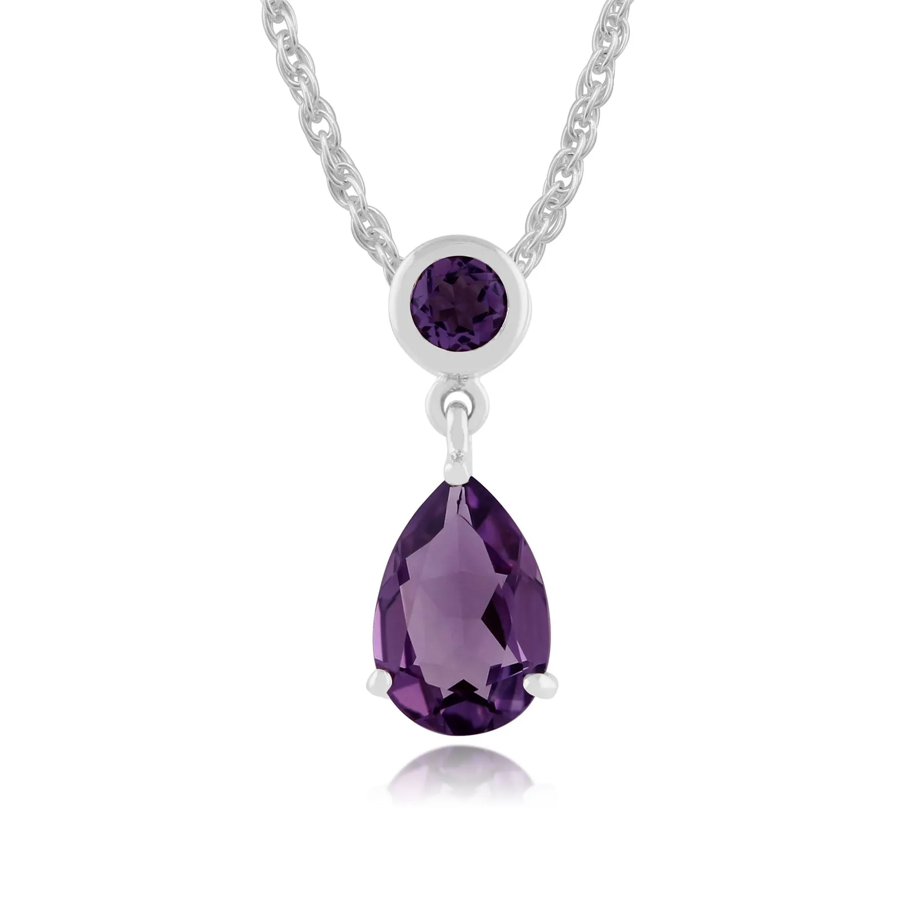 Amethyst Halskette, 9 Karat Weiss Gold 1.25ct ct Amethyst Anhänger an 45cm Kette