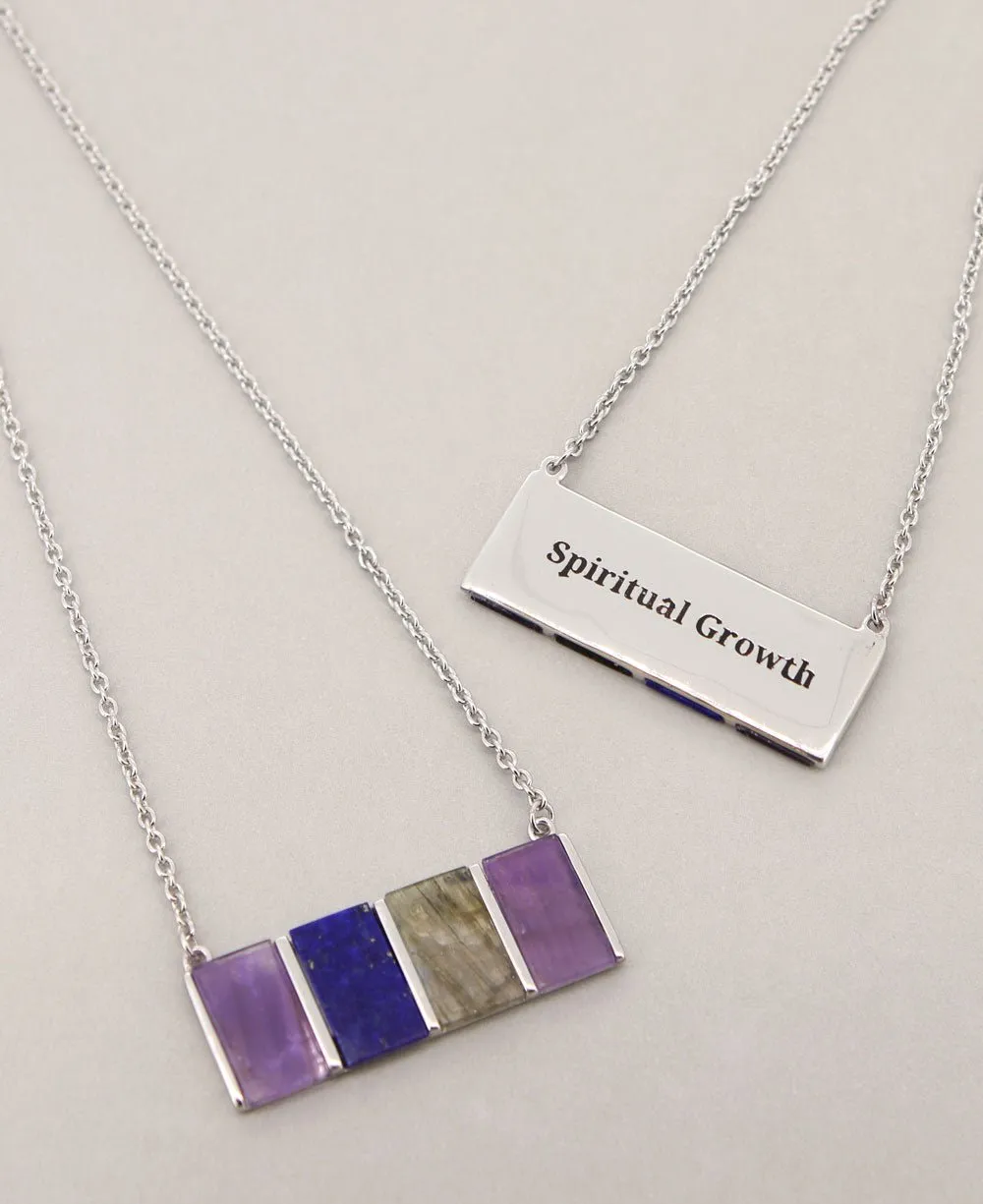 Amethyst, Labradorite, and Lapis Sterling Silver Necklace