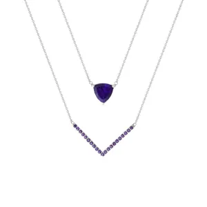 Amethyst Layer Necklace in Silver