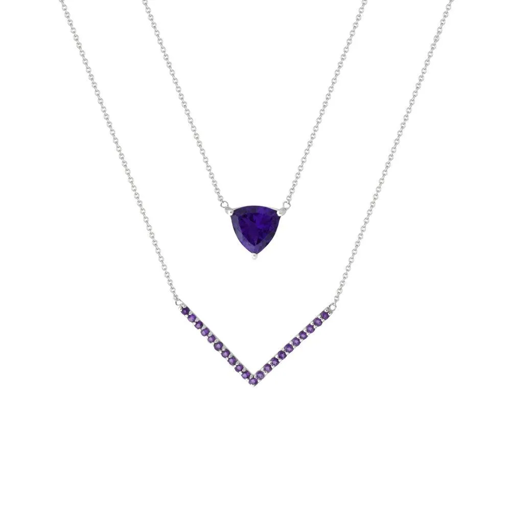 Amethyst Layer Necklace in Silver