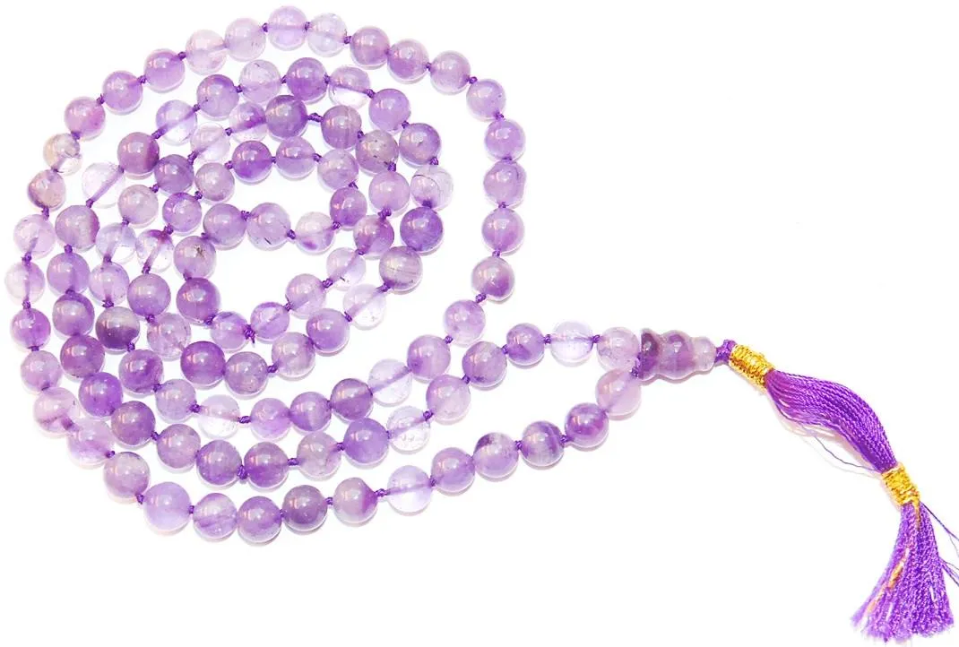 Amethyst mala for peace ( light purple )  7 mm beads - Premium Quality