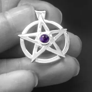 Amethyst Pentagram Pendant, Solid Silver Pentagram, Handmade To Order