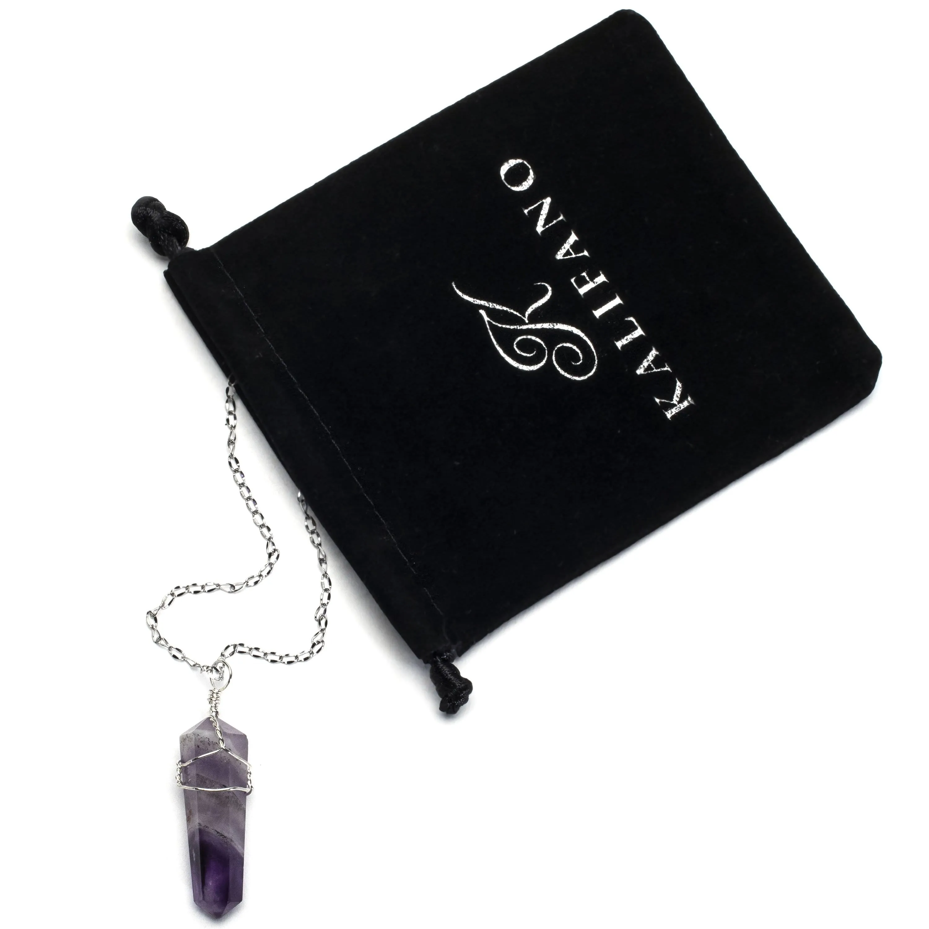 Amethyst Point Healing Crystal Pendant on Necklace