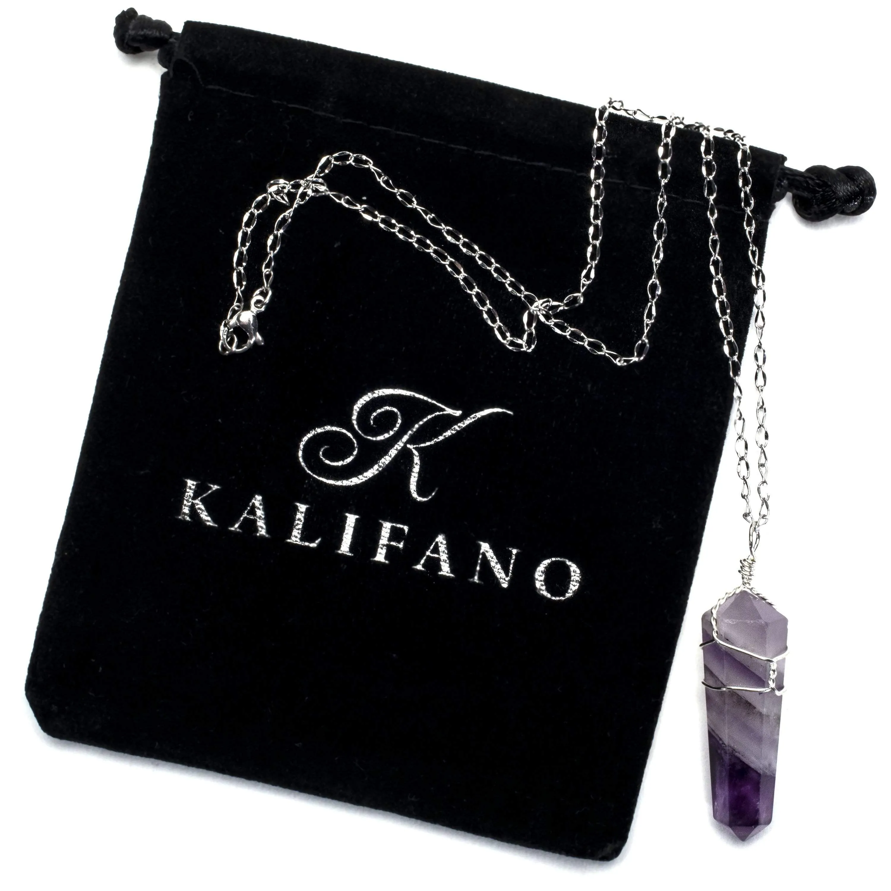 Amethyst Point Healing Crystal Pendant on Necklace