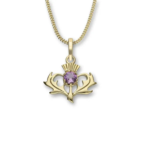 Amethyst Thistle Pendant In Silver