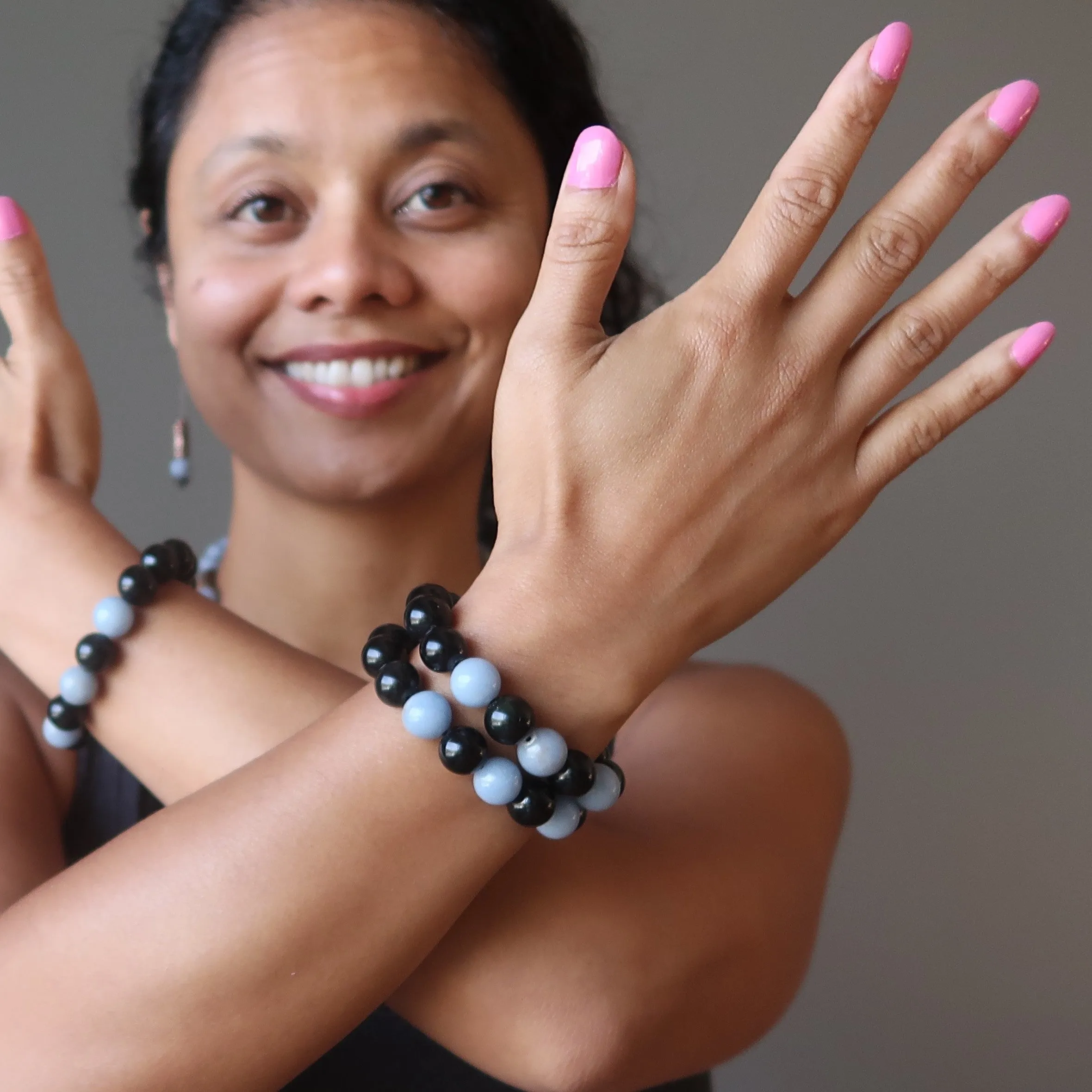 Angelite Bracelet Rainbow Obsidian