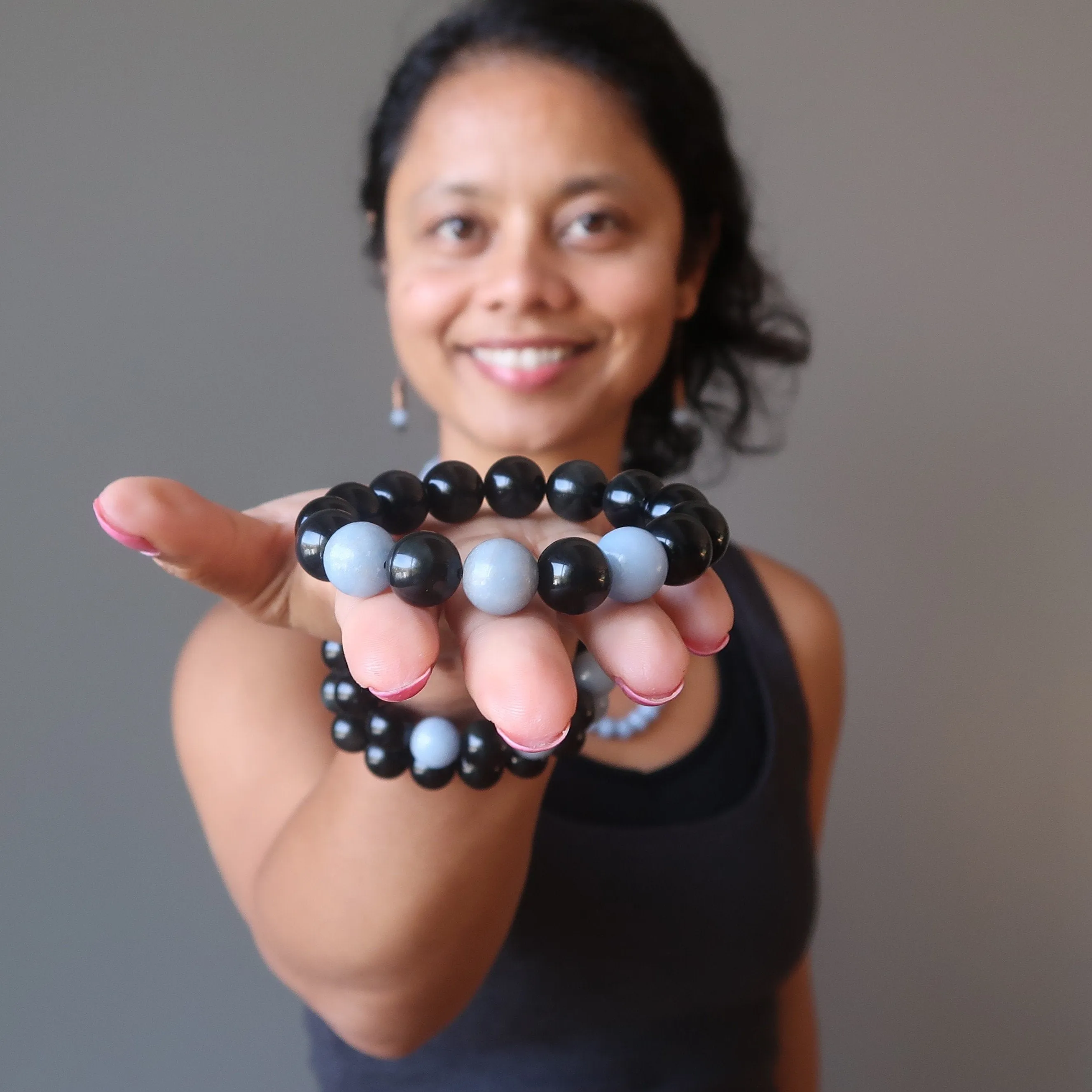Angelite Bracelet Rainbow Obsidian