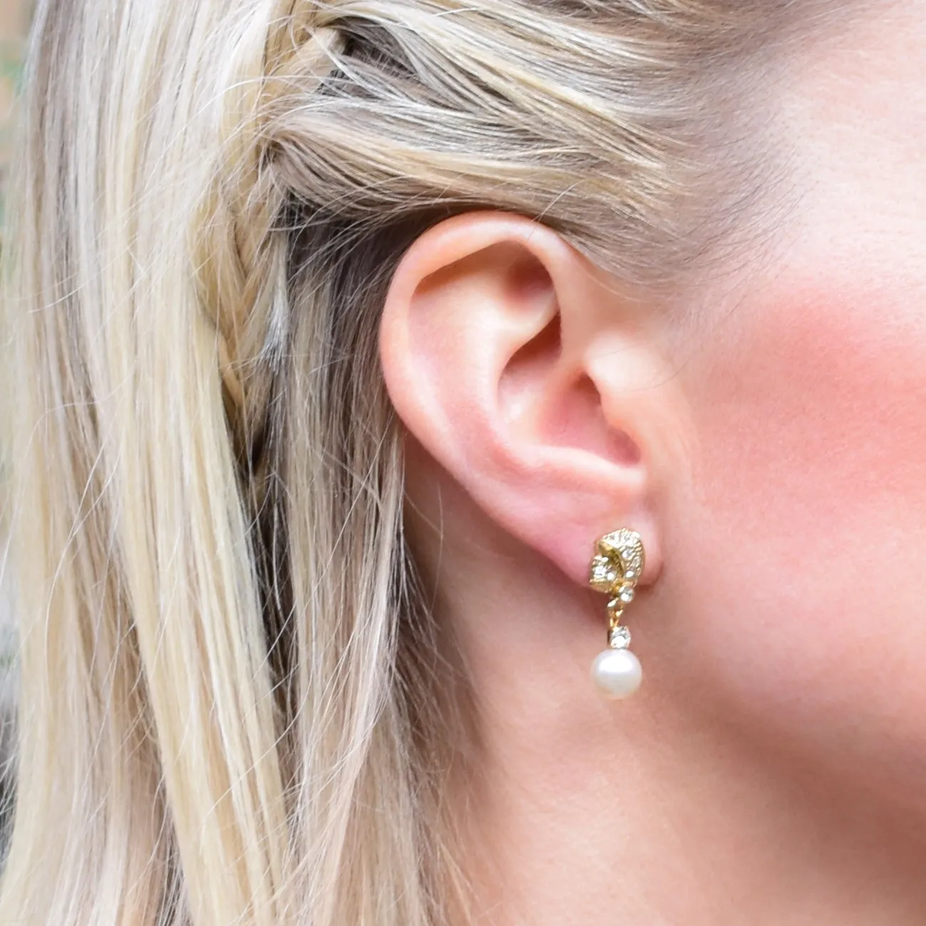 Antique Style Rhinestone and Pearl Earrings