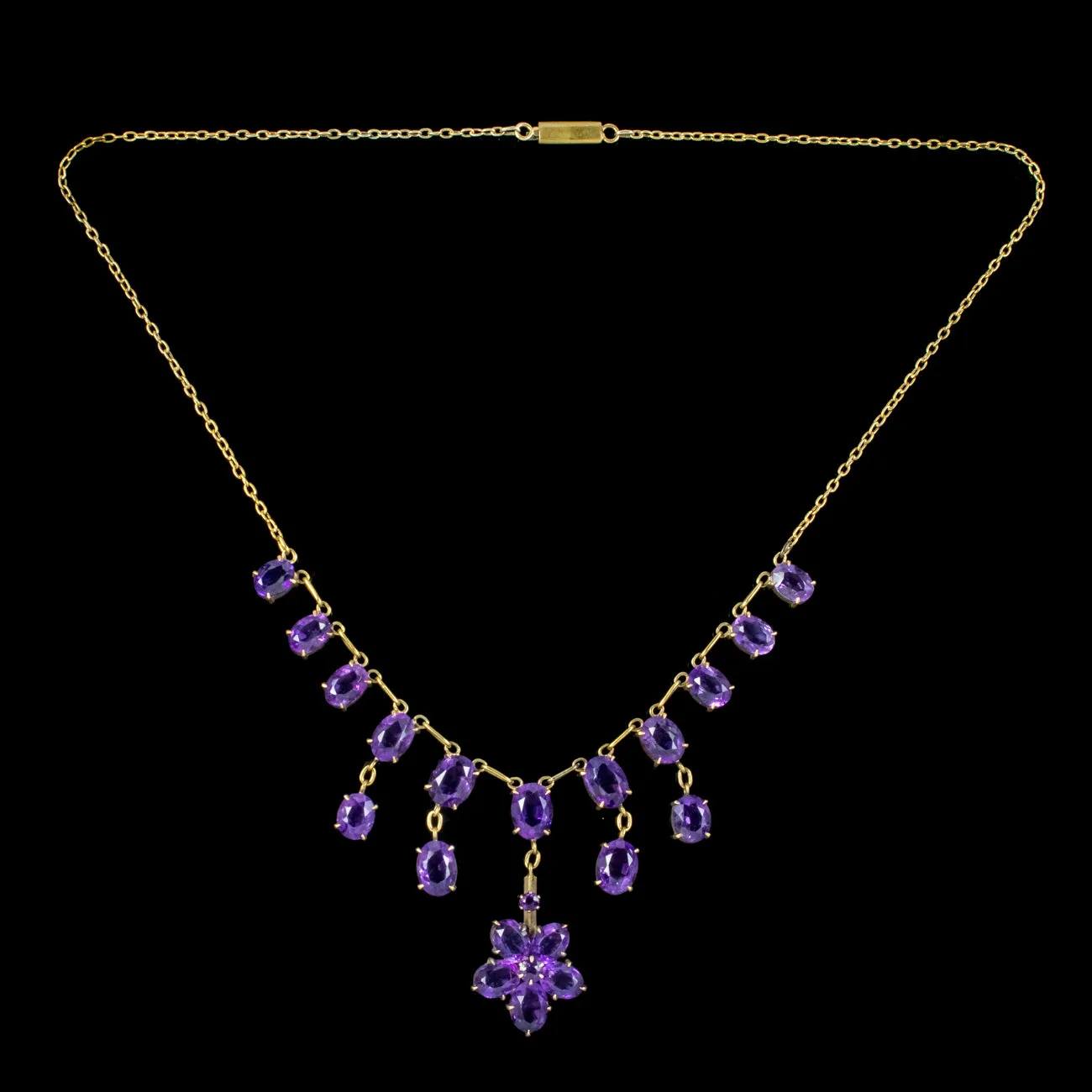 Antique Victorian Amethyst Dropper Necklace Circa 1890