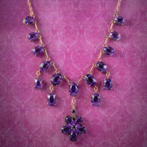 Antique Victorian Amethyst Dropper Necklace Circa 1890