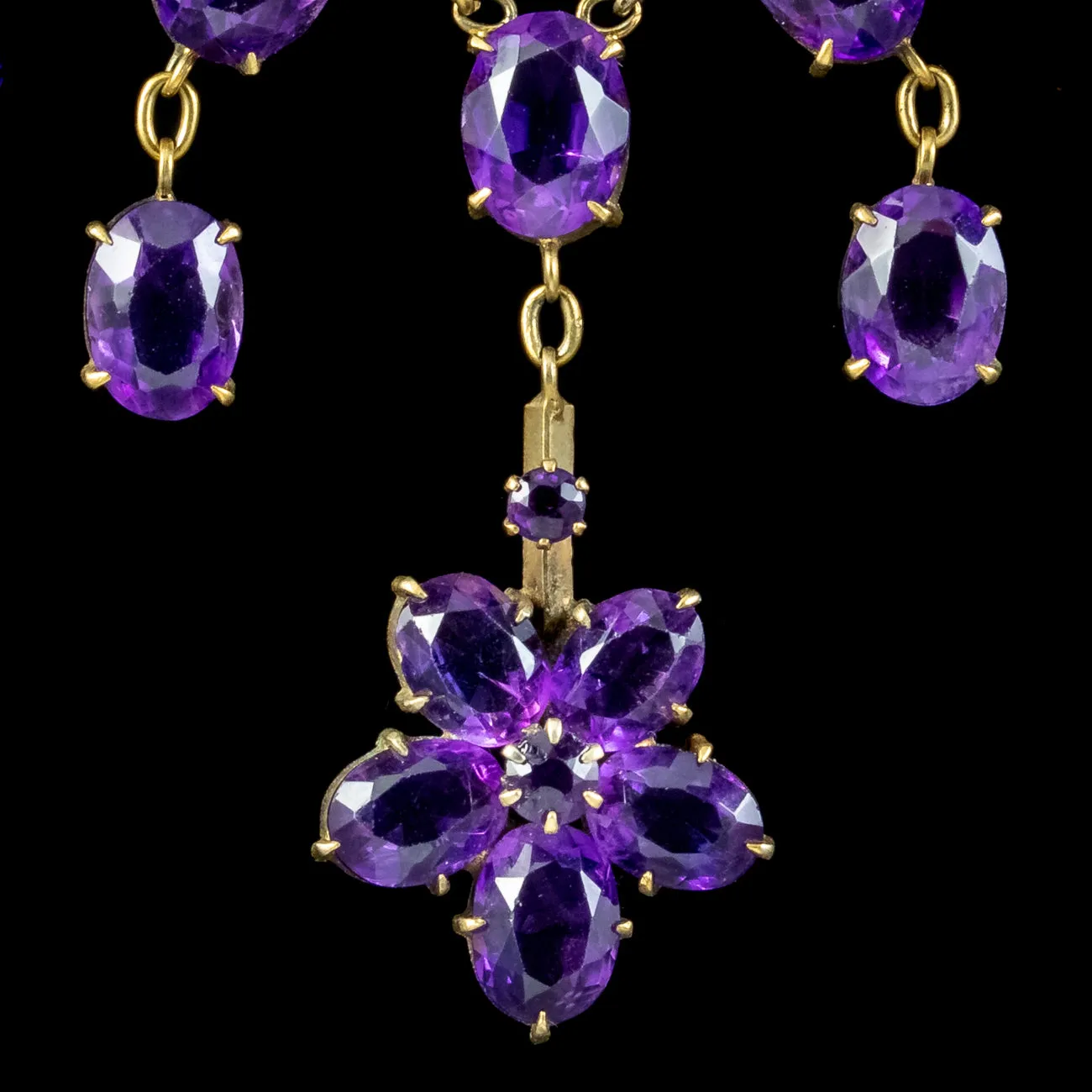 Antique Victorian Amethyst Dropper Necklace Circa 1890