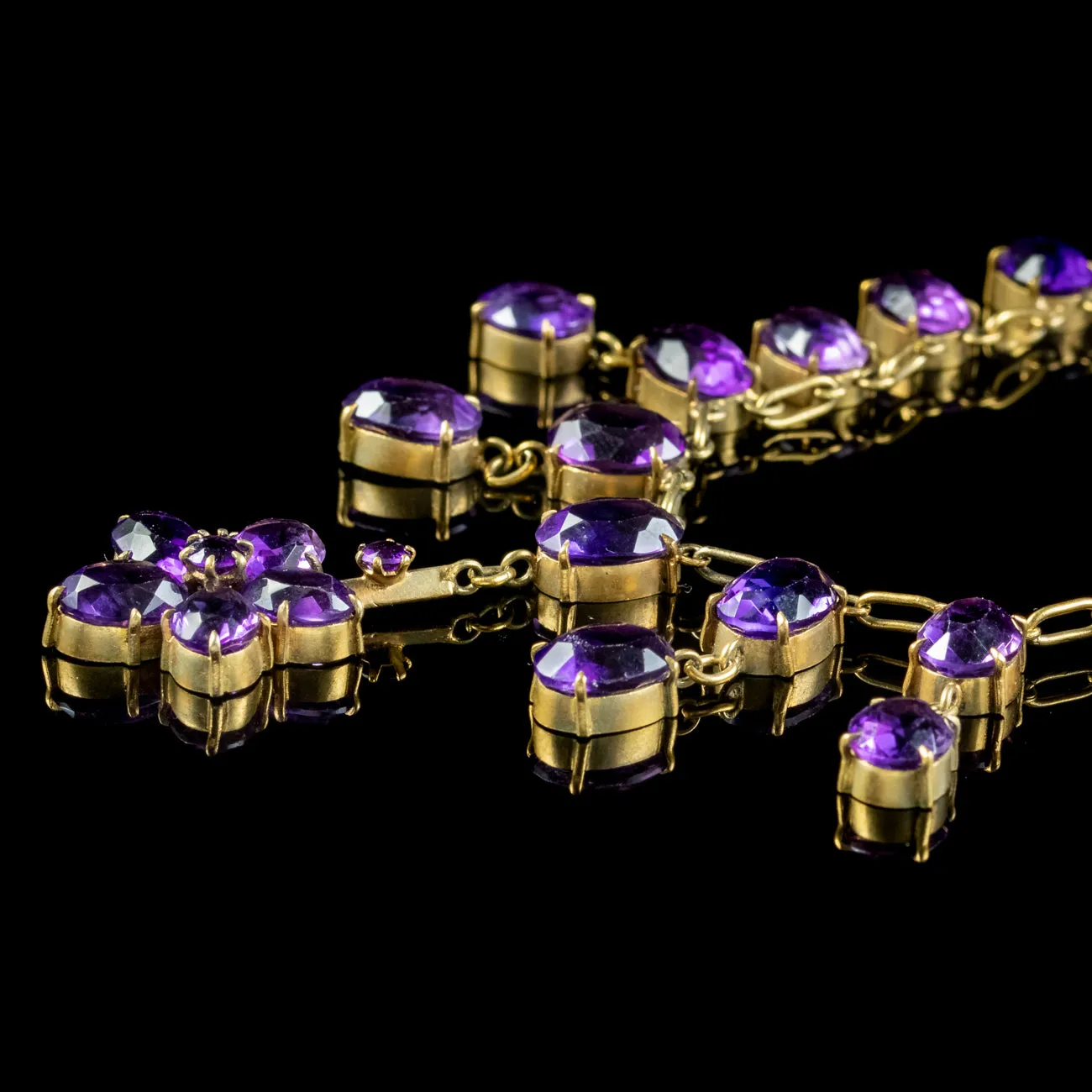 Antique Victorian Amethyst Dropper Necklace Circa 1890