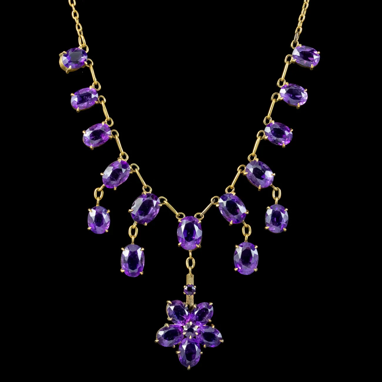 Antique Victorian Amethyst Dropper Necklace Circa 1890