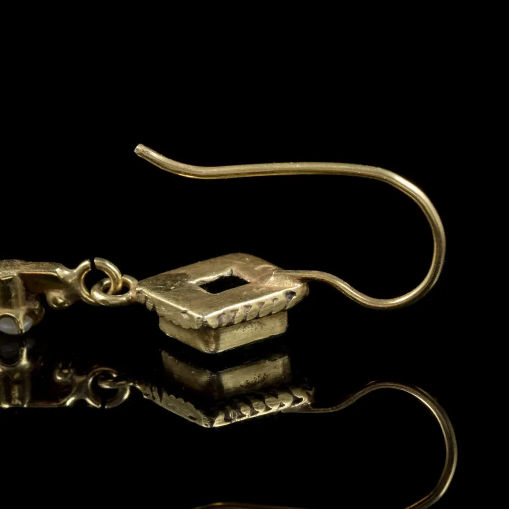 Antique Victorian Suffragette Drop Earrings 18Ct Gold Circa 1900