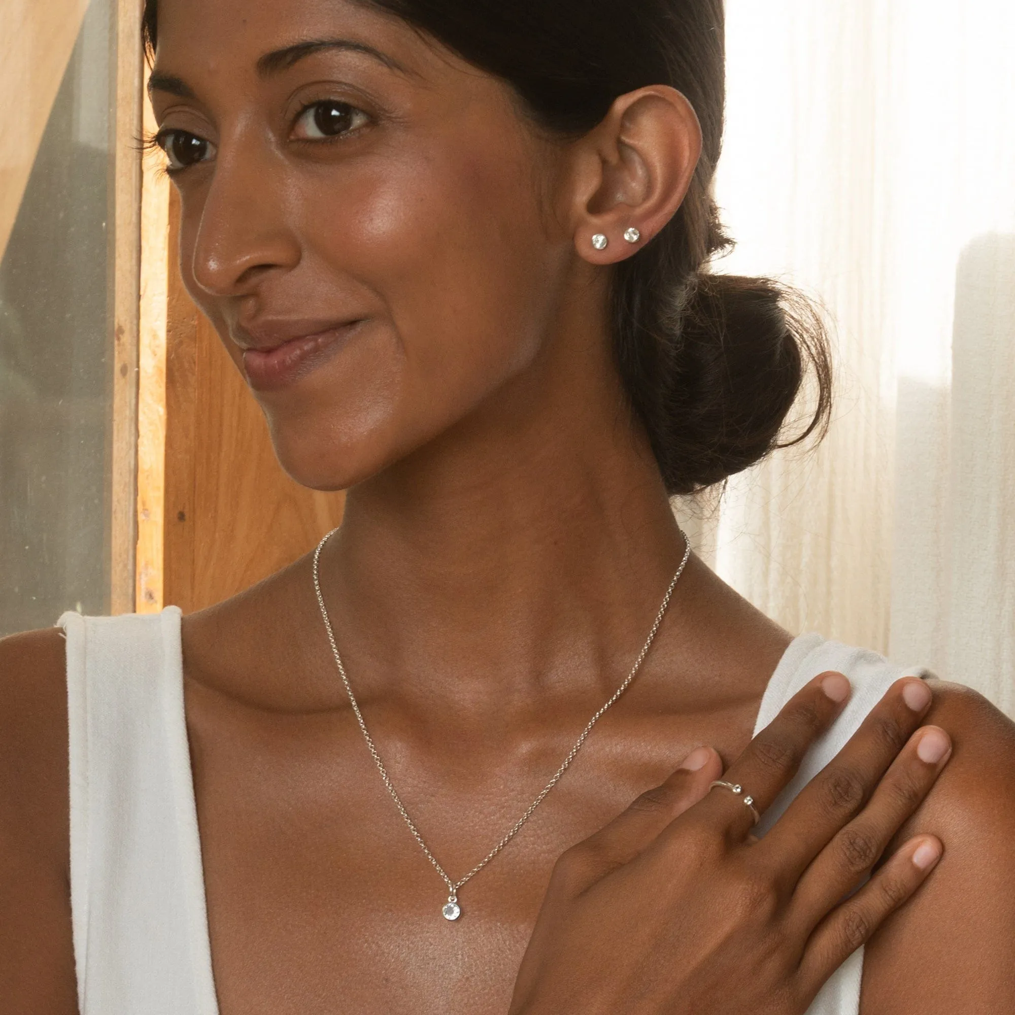 April Birthstone Jewellery Set (White Topaz)