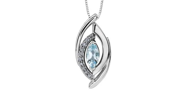 Aquamarine & Diamond Celtic in White Gold Pendant