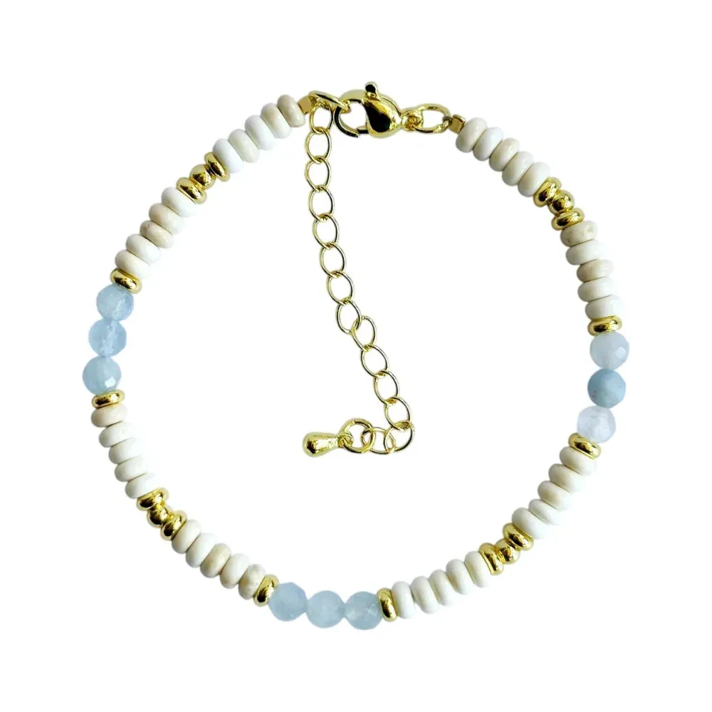 Aquamarine and Howlite Bracelet for Calm & Clarity