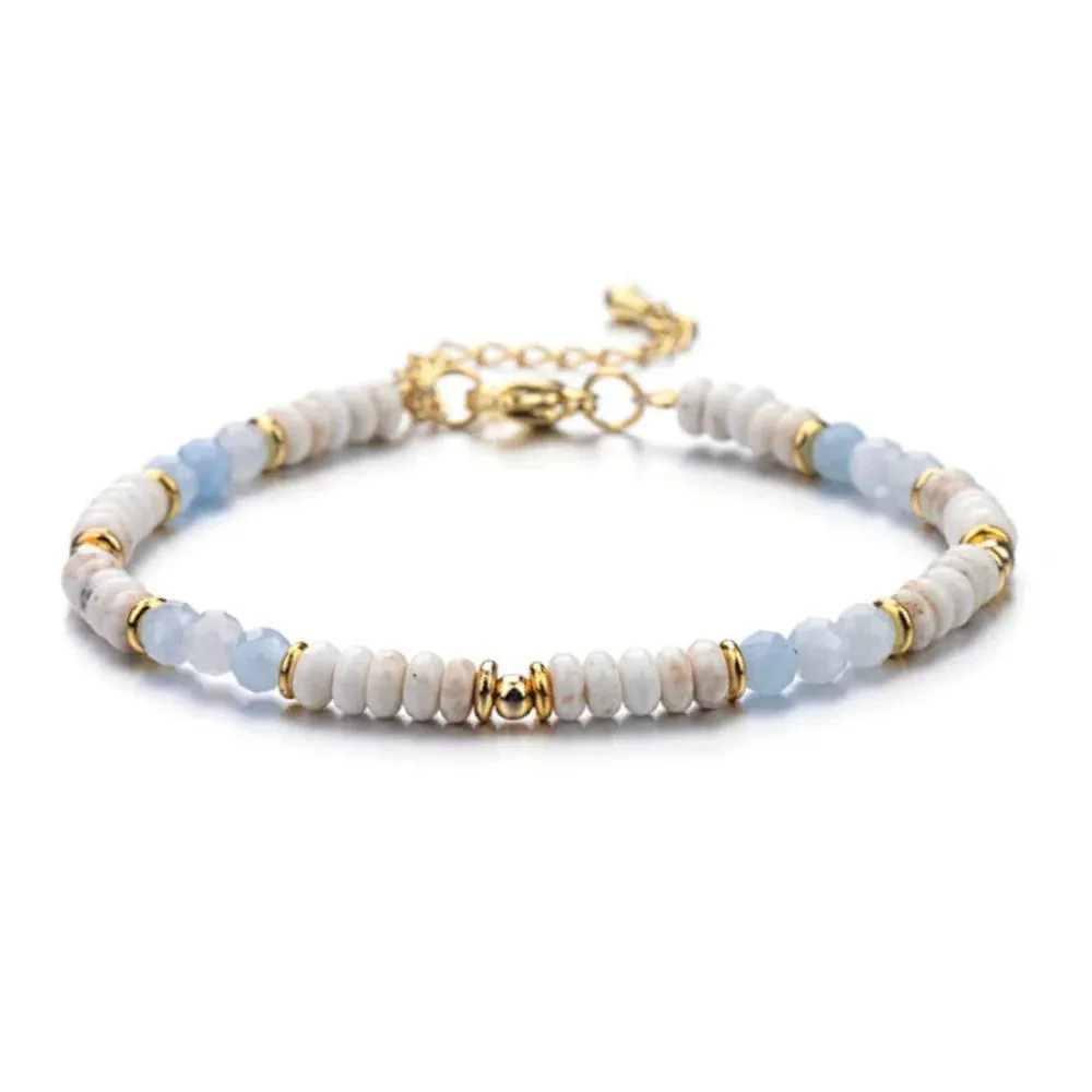 Aquamarine and Howlite Bracelet for Calm & Clarity