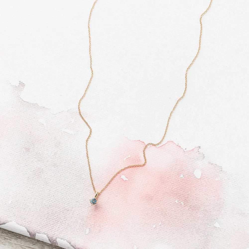 Aquamarine Prong-Set Necklace in 14k Gold